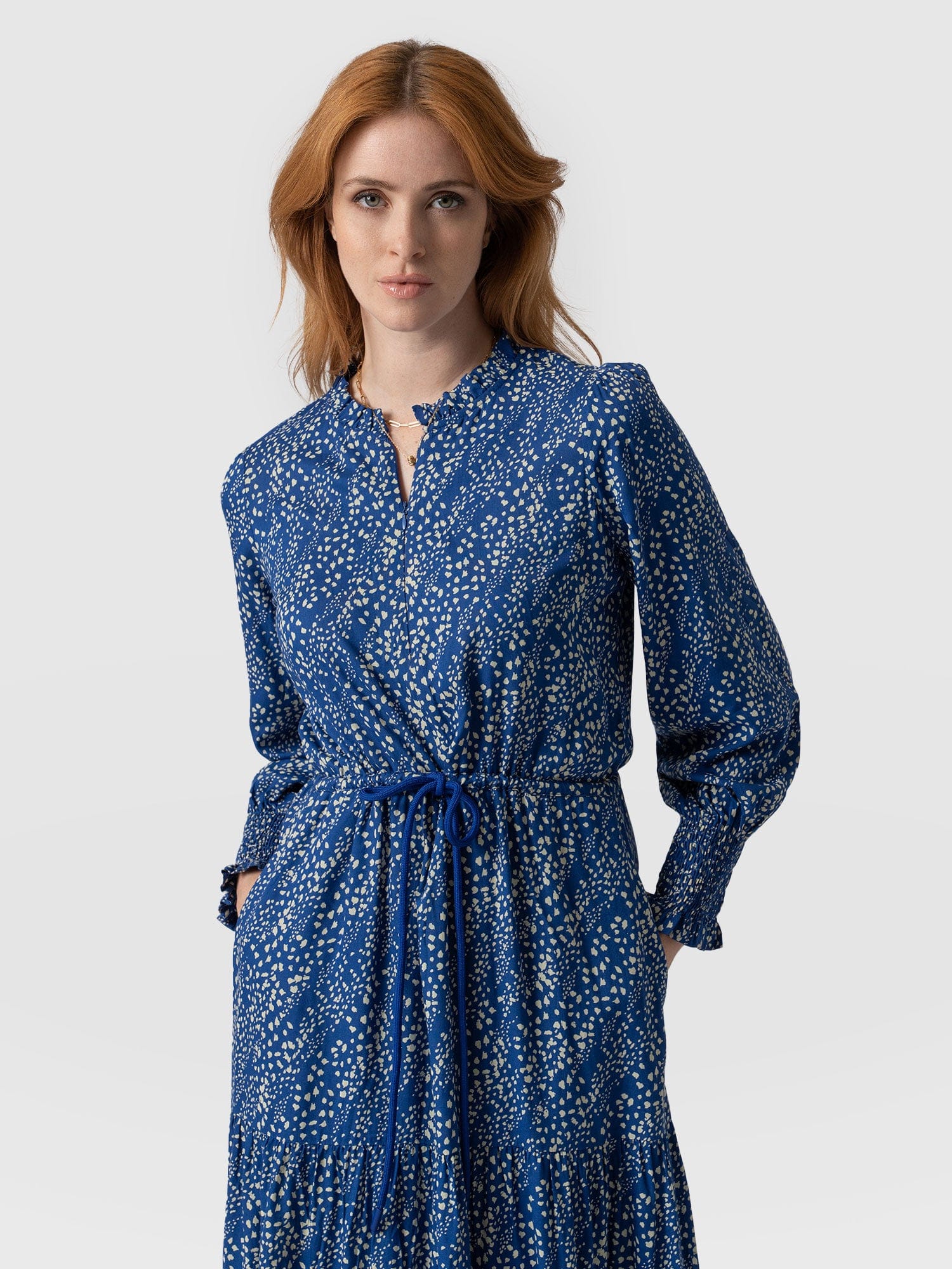 Olivia Zip Up Dress - Blue Spot